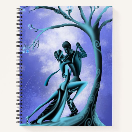 ロマンチックなカップル踊りザ・タンゴブルー ノートブック (正面)