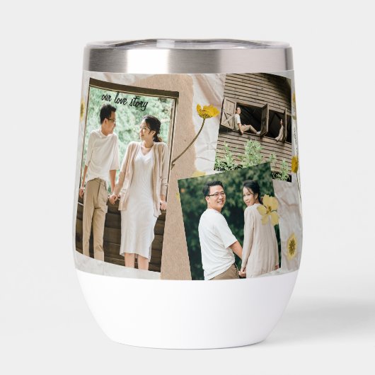 ロマンチックなカップル3枚の写真、パーソナライズされたカスタム (背面)