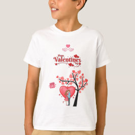 ロマンチックなカップル ハッピーバレンタインデー Tシャツ