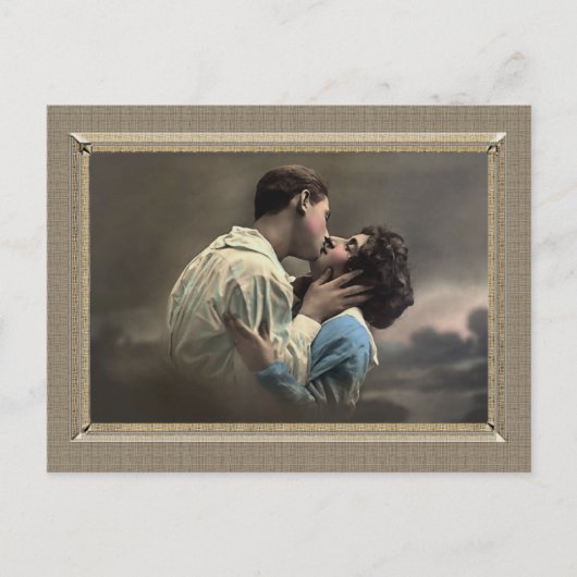 ロマンチックなカップル – 愛情のあるキス ポストカード (正面)