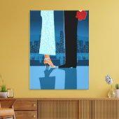 ロマンチックなカップルin City キャンバスプリント (インサイチュ (リビング))