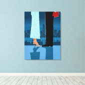 ロマンチックなカップルin City キャンバスプリント (インサイチュ (ウッドフロア))