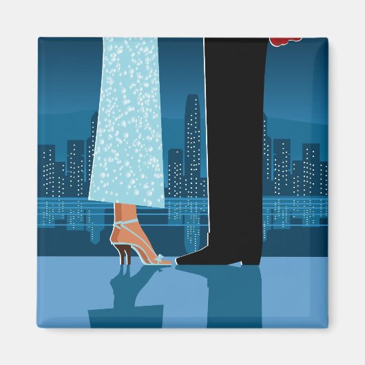 ロマンチックなカップルin City マグネット (正面)