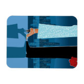 ロマンチックなカップルin City マグネット (横)