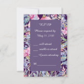 ロマンチックなカラフルワイルドフラワーの緑の結婚式RSVP 出欠カード (正面)