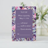 ロマンチックなカラフルワイルドフラワーの緑の結婚式RSVP 出欠カード (スタンド正面)
