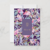 ロマンチックなカラフルワイルドフラワーの緑の結婚式RSVP 出欠カード (裏面)