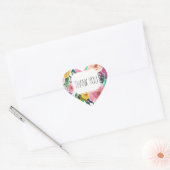 ロマンチックなカラフル庭の花ありがとう ハートシール (封筒)