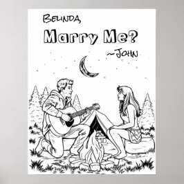 ロマンチックなカラーリングページ | 私と結婚？ ポスター