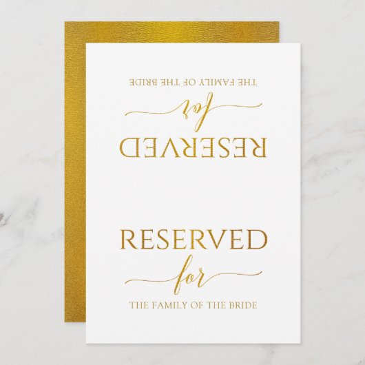 ロマンチックなカリグラフィー予約サイン テント - 偽のホイル 招待状 (正面/裏面)