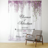ロマンチックなカリグラフィー藤紫の結婚式 タペストリー (インサイチュ)