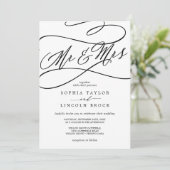 ロマンチックなカリグラフィー | フロリッシュ Mr & Mrs ウェディング 招待状 (スタンド正面)