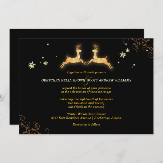 ロマンチックなカリブカップル冬の結婚式 招待状 (正面/裏面)