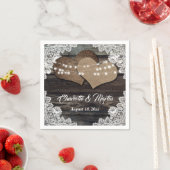 ロマンチックなカントリーウッドハートフローラレース結婚ズ スタンダードカクテルナプキン (インサイチュ)