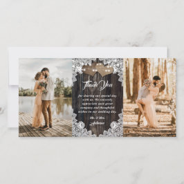 ロマンチックなカントリーウッドフローラ結婚レースの写真 サンキューカード