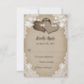ロマンチックなカントリーバーラップウッドフローラレース結婚ズ 出欠カード (正面)