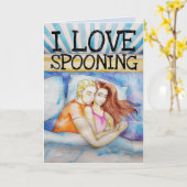 ロマンチックなカードでスプーニングするのが好き カード (黄色い花)