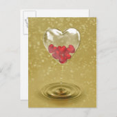 ロマンチックなガラスのハートデザイン ポストカード (正面/裏面)