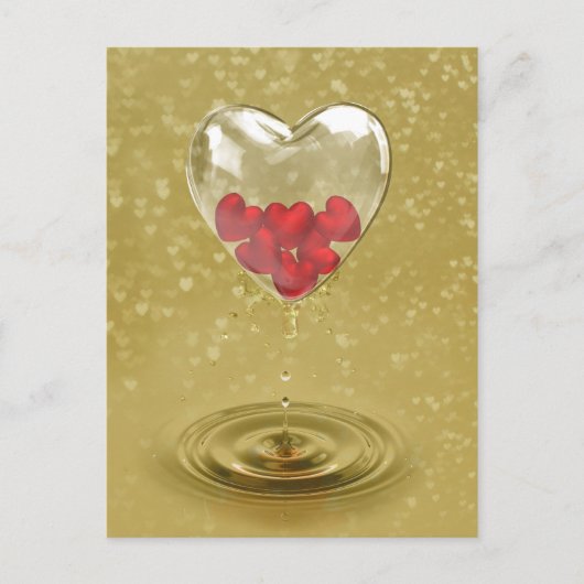 ロマンチックなガラスのハートデザイン ポストカード (正面)