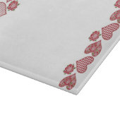 ロマンチックなガラスまな板: ハートおよび赤いバラ カッティングボード (角)