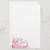 ロマンチックなガラスハートのバラの花びら 便箋 (正面/裏面)