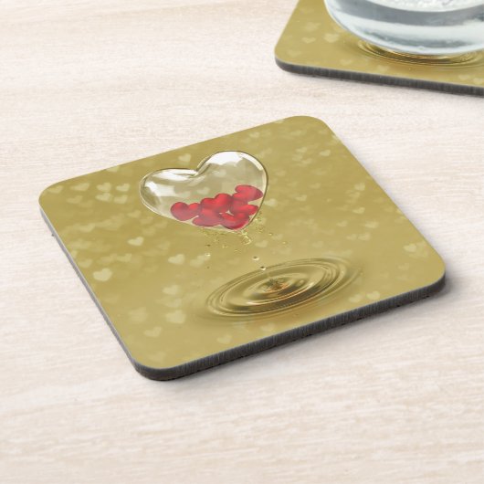 ロマンチックなガラスハートデザイン コースター (左側)