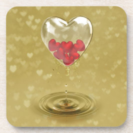 ロマンチックなガラスハートデザイン コースター
