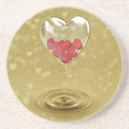 ロマンチックなガラスハートデザイン コースター