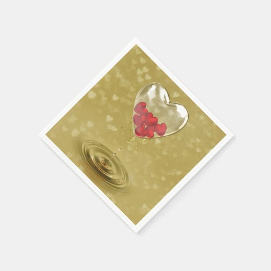 ロマンチックなガラスハートデザイン スタンダードカクテルナプキン (角)