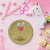 ロマンチックなガラスハートデザイン ペーパープレート (パーティー)