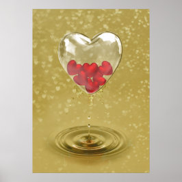 ロマンチックなガラスハートデザイン ポスター