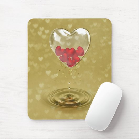 ロマンチックなガラスハートデザイン マウスパッド (マウス)