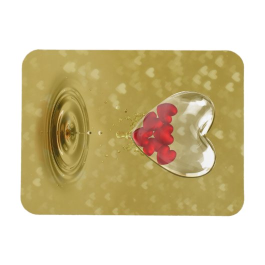 ロマンチックなガラスハートデザイン マグネット (横)