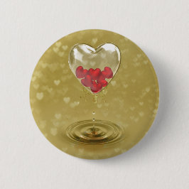 ロマンチックなガラスハートデザイン 缶バッジ