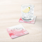 ロマンチックなガラスハートバラ花びら スクエアペーパーコースター (インサイチュ)