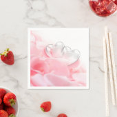 ロマンチックなガラスハートバラ花びら スタンダードカクテルナプキン (インサイチュ)