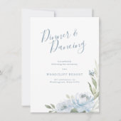 ロマンチックなガーデンほこりっぽいブルーフローラ披露宴 招待状 (正面)
