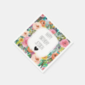 ロマンチックなガーデンウォーターカラーの花 スタンダードカクテルナプキン (角)