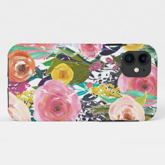 ロマンチックなガーデンウォーターカラーの花 Case-Mate iPhoneケース (裏面(横))