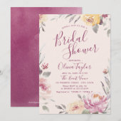 ロマンチックなガーデンカリグラフィー ブライダルシャワー, モダンなカリグラフィーブライダルシャワー 招待状 (正面/裏面)