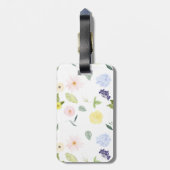 ロマンチックなガーデンピンクの水の色の花モノグラム ラゲッジタグ (裏面縦)