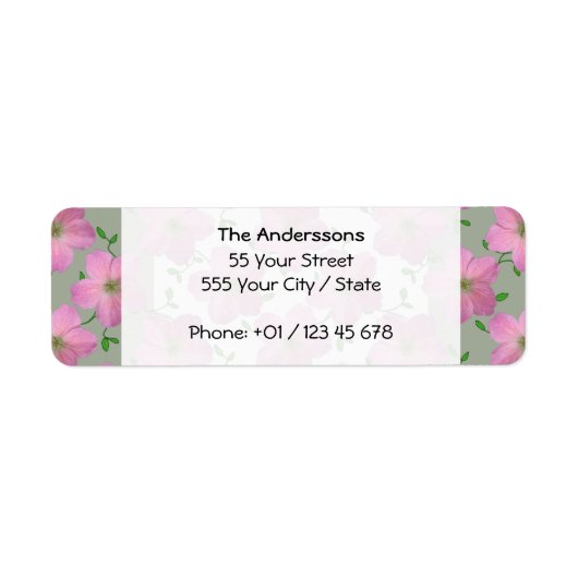 ロマンチックなガーデンピンクゼラニウムフラワーオン任意の色 ラベル (正面)
