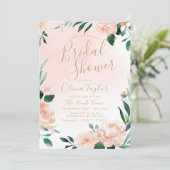 ロマンチックなガーデンピーチフローラブライダルシャワー 招待状 (スタンド正面)