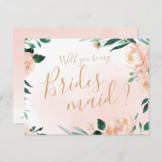 ロマンチックなガーデンフローラ私の花嫁のメイドになる 招待状 (正面/裏面)