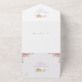 ロマンチックなガーデンマウヴフローラ結婚リース オールインワン招待状 (外側)