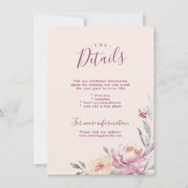 ロマンチックなガーデン結婚フローラの挿入カード 招待状