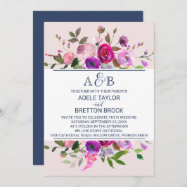 ロマンチックなガーデン結婚モノグラム 招待状