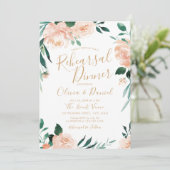 ロマンチックなガーデン ピーチの花の彩りのリハーサルディナー 招待状 (スタンド正面)