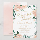 ロマンチックなガーデン ピーチの花の彩りのリハーサルディナー 招待状 (正面/裏面)