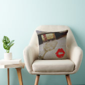 ロマンチックなキスの赤ワインガラスはIワインを愛します クッション (椅子)